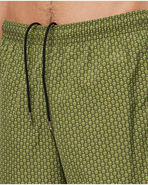 Alexander McQueen Green Dots Skull Swimshorts for men