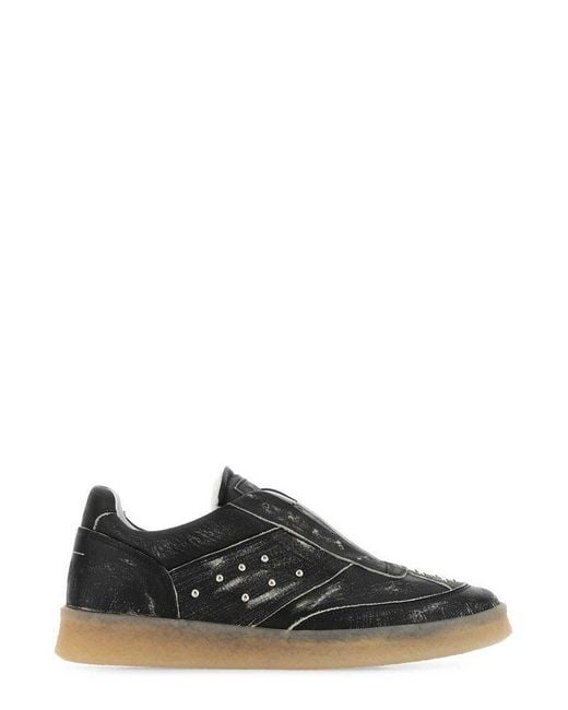 MM6 by Maison Martin Margiela Black Logo-patch Low-top Sneakers for men