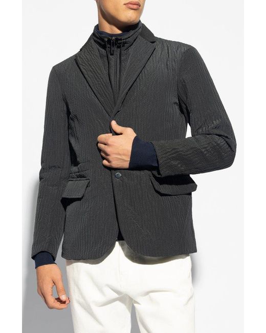 Emporio Armani Black Jacket With Blazer Motif, for men