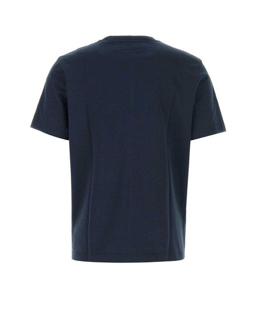 Maison Kitsuné Logo Printed Crewneck Tshirt in Blue for Men Lyst UK