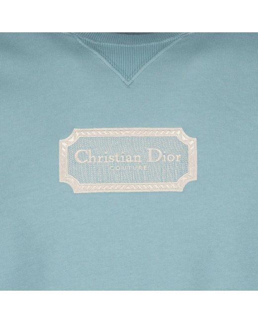 Dior Blue Logo Patch Round-neck Sweater for men