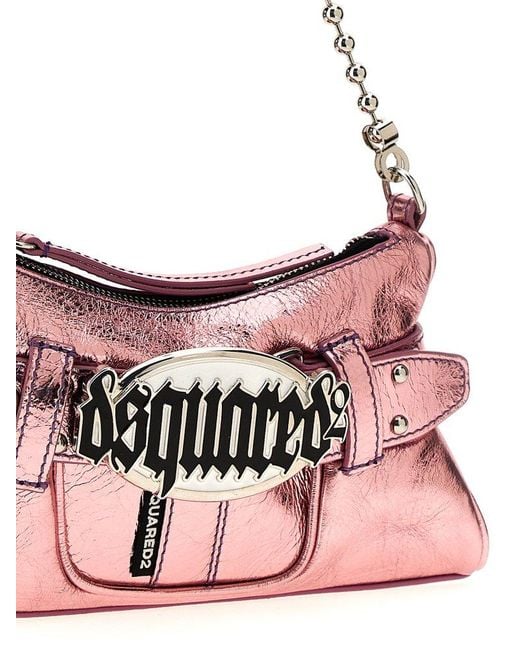 DSquared² Pink Gothic Logo-plaque Zipped Clutch Bag