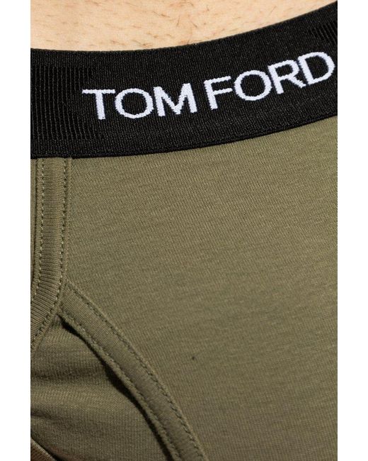 Tom Ford Black Logo Embroidered Briefs for men