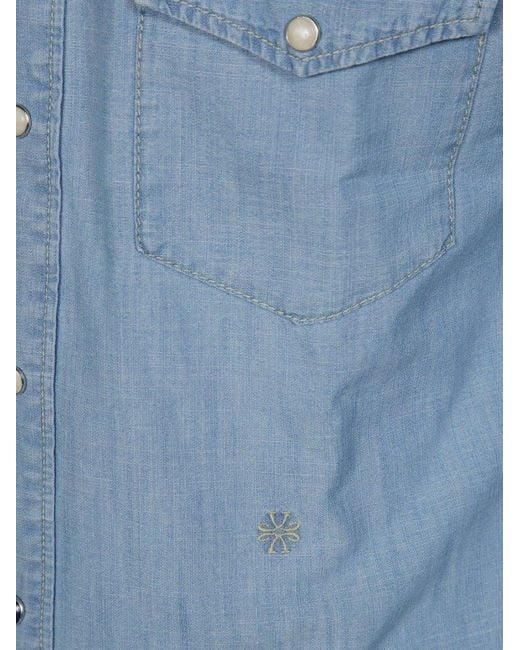 Jacob Cohen Blue Logo-Embroidered Denim Shirt for men