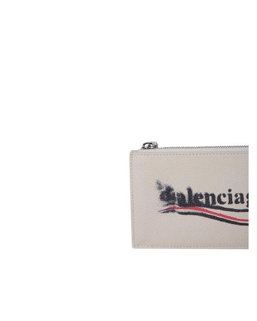 Balenciaga White Cash Large Long Coin And Card Holder for men