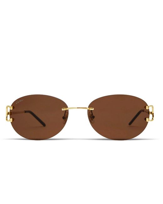 Cartier Metallic Oval Frame Sunglasses