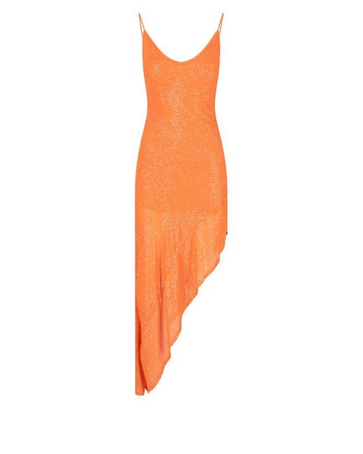 ROTATE BIRGER CHRISTENSEN Orange Asymmetrical Sequins Dress