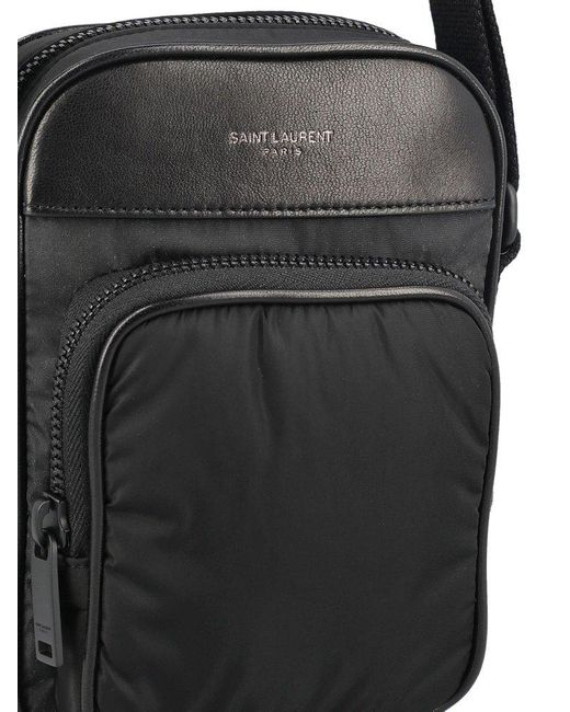 Saint Laurent Black City Mini Logo-print Leather-trimmed Shell Camera Bag for men