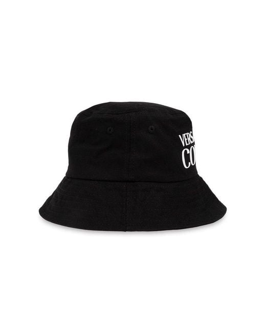 Versace Black Bucket Hat With Logo for men