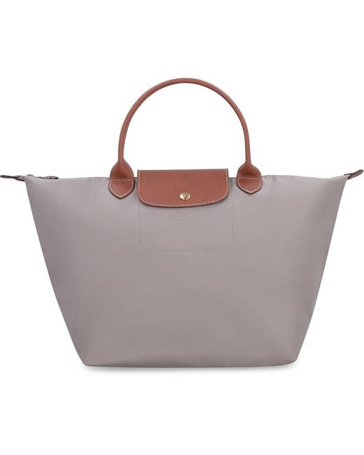 Longchamp Gray Le Pliage Medium Top Handle Bag