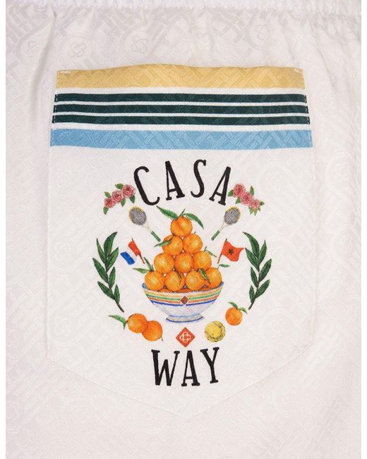 Casablancabrand White Casa Way Striped Shorts