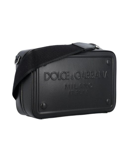 Dolce & Gabbana Black Embossed Logo Cross-Body Bag for men