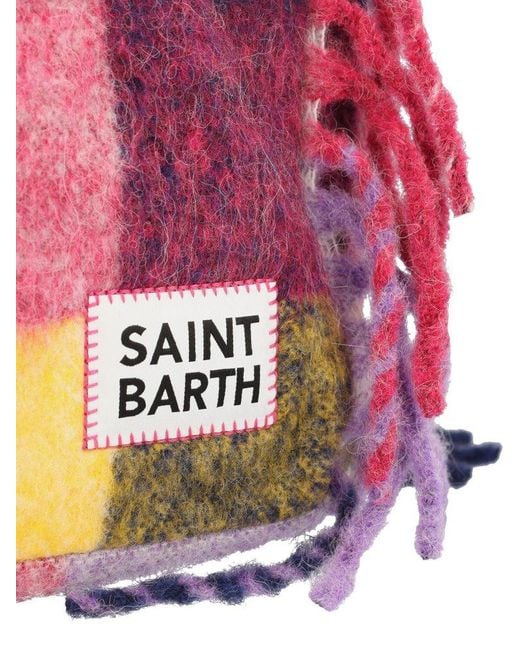 Mc2 Saint Barth Red Logo Patch Checked Tote Bag