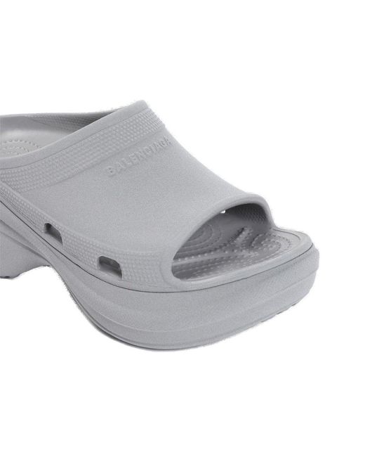 Balenciaga Gray Reflective Grey Rubber Pool Crocs Slide Slippers