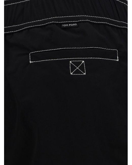Tom Ford Black Logo Printed Drawstring Shorts
