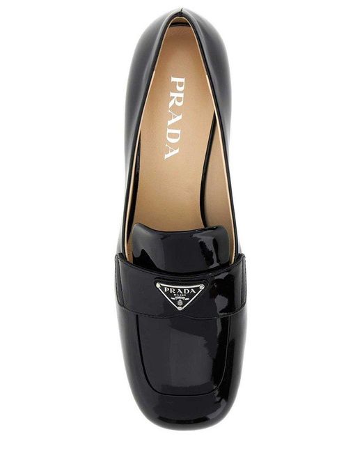 Prada Black Logo-triangle Slip-on Loafers