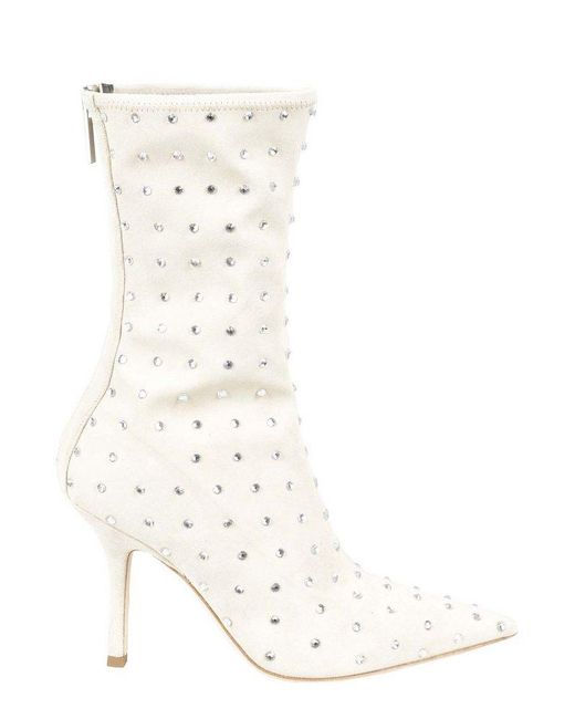Paris Texas White Pointed Toe Ankle Boots