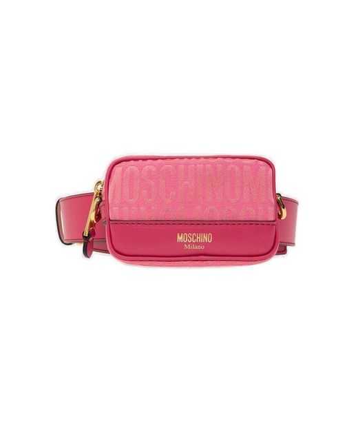 Moschino Pink Logo-jacquard Zipped Belt Bag