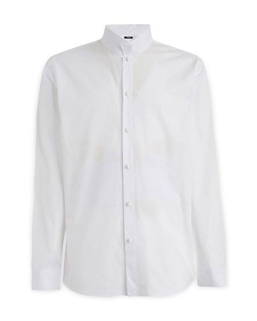 Balmain White Slim-fit Buttoned Shirt for men