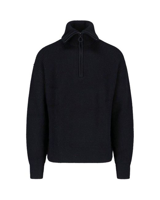 【STUDIO NICHOLSON】BIG KNIT JUMPER Studio Nicholson Level Knitted Zip Detailed Jumper in Blue