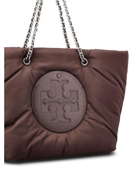 Tory Burch Brown Logo Patch Padded Tote Bag