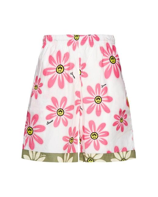 Barrow Pink Floral Printed Elasticated Waistband Shorts for men
