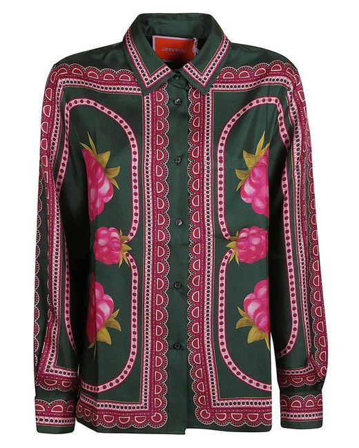 LaDoubleJ Red Boy Floral-patterned Buttoned Shirt