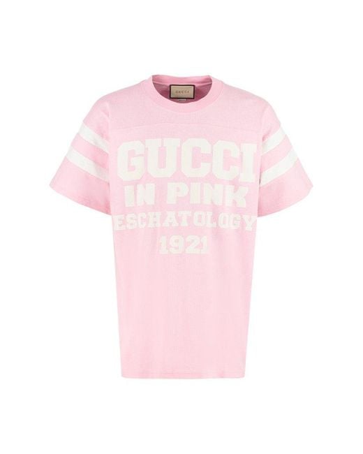 Gucci Pink Eschatology 1921 Print T-shirt for men