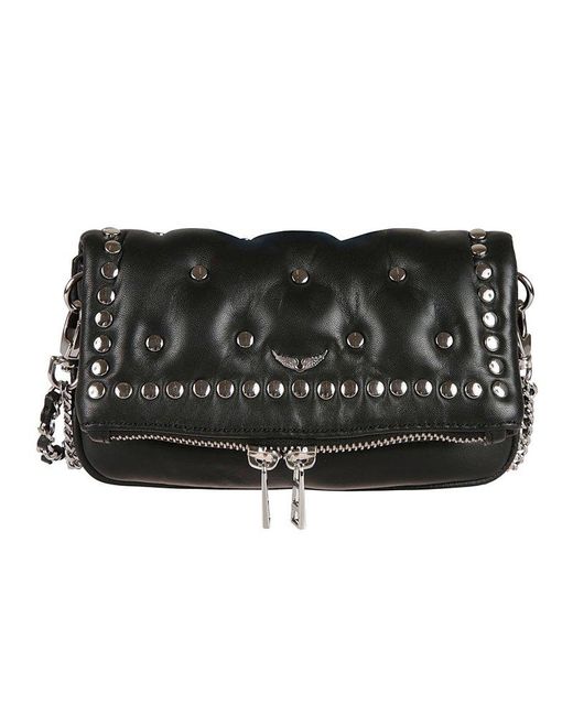 Zadig & Voltaire Leather Rocky Nano Rider Shoulder Bag in Black Lyst