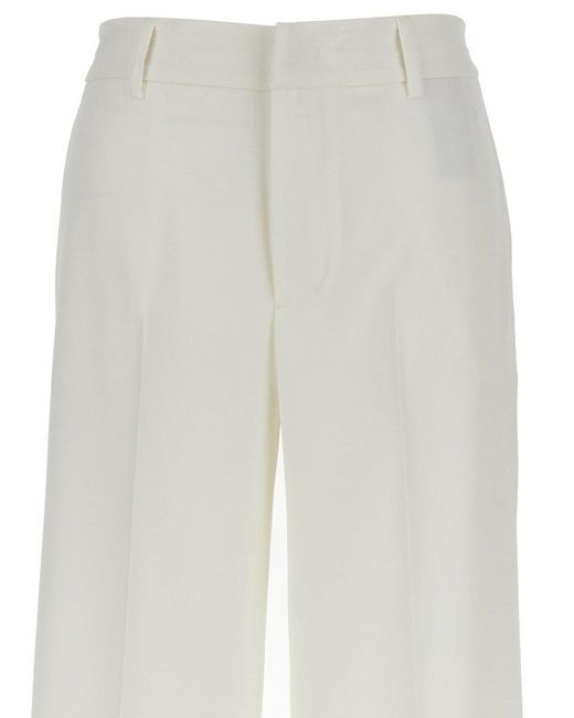 PT Torino White Lorenza High Waist Half Elastic Belt Pants