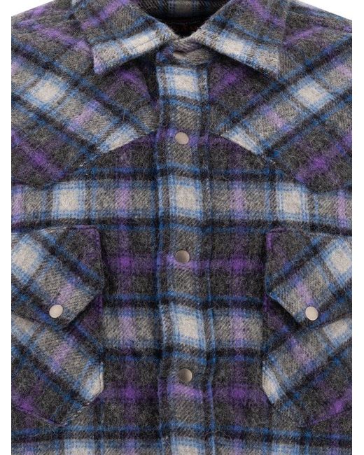 Beams Plus Blue Plaid Button-Down Shirt for men