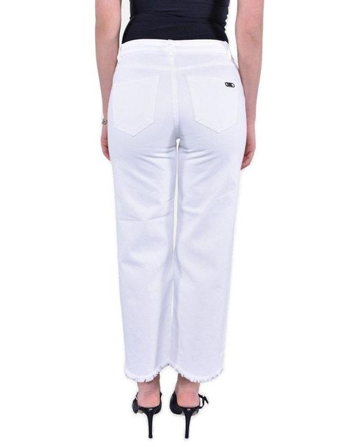 Michael Kors White Distressed Fringed Jeans