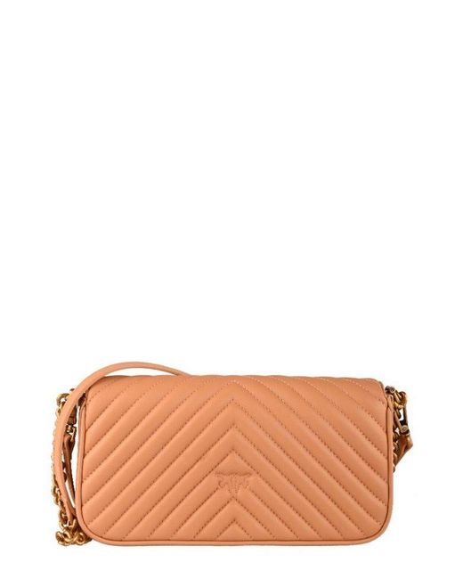 Pinko Orange Small Love Chevron Quilted Shoulder Bag