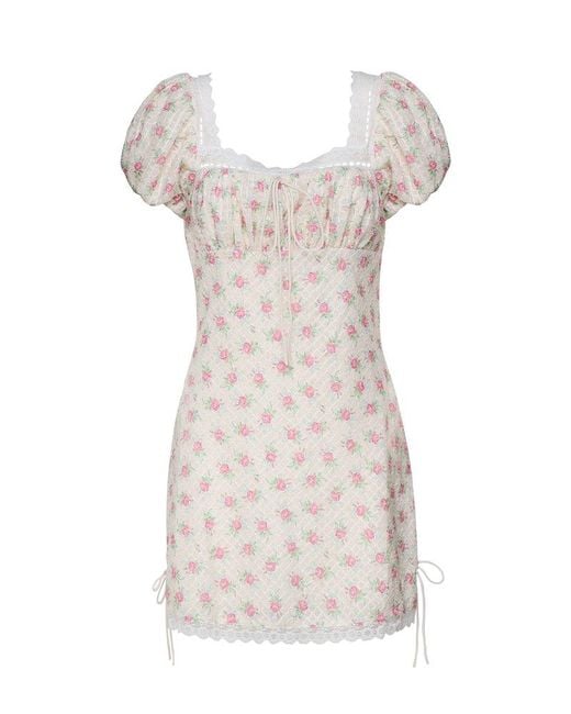 For Love & Lemons White Floral Mini Dress