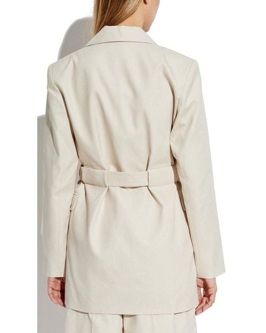 Ganni White Blazer With Belt