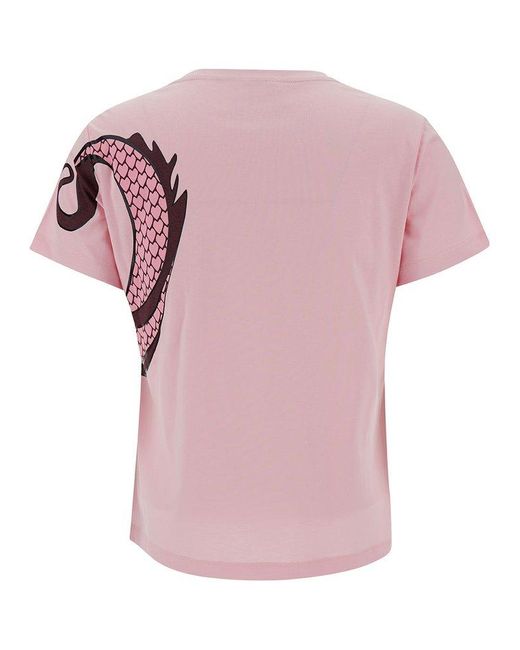 Pinko Pink Quentin Dragon Printed T-shirt