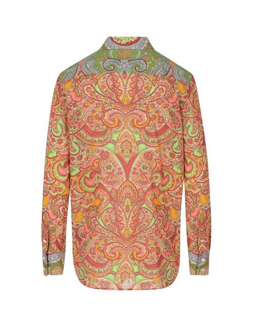 Valentino Orange All-Over Patterned Button-Up Shirt