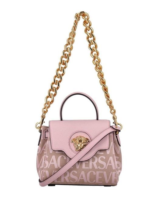 Versace Pink Allover La Medusa Small Handbag