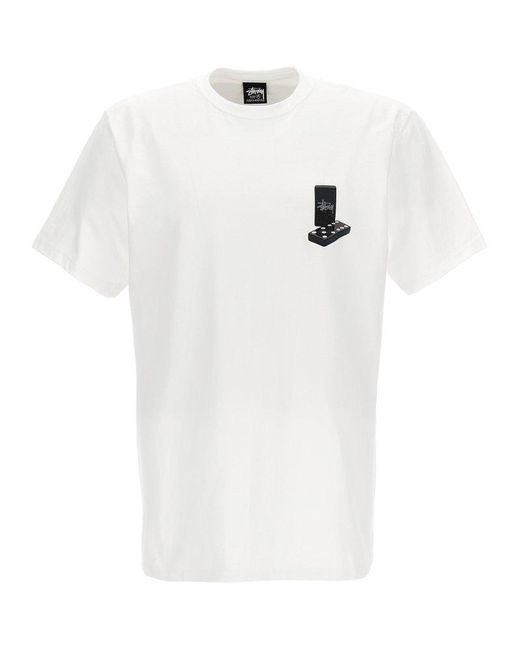 Stussy White Dominoes Crewneck T-shirt for men