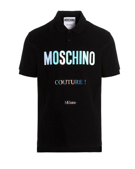 Moschino Black Holographic Polo Shirt for men