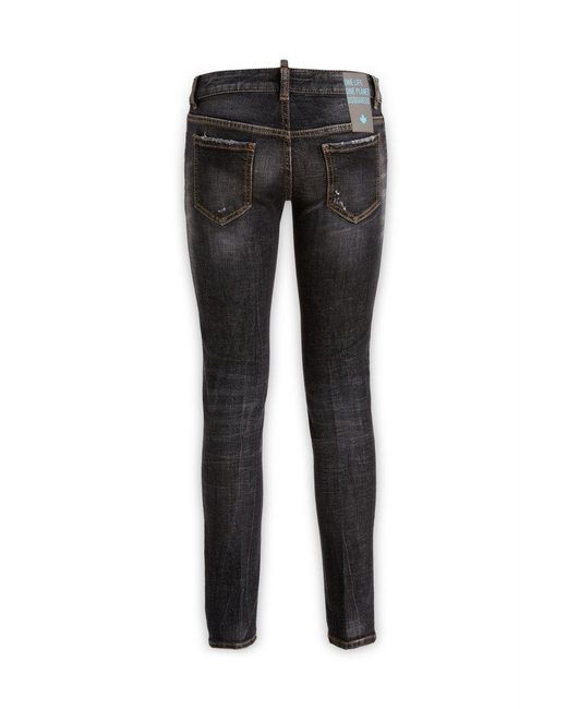 DSquared² Black Distressed Skinny Jeans