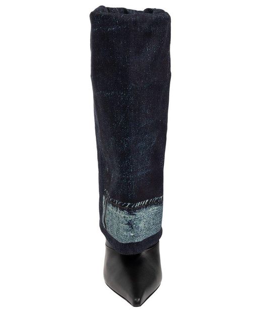 Jimmy Choo Blue X Jean Paul Gaultier Cuff Pointed-toe Over-the-knee Boots