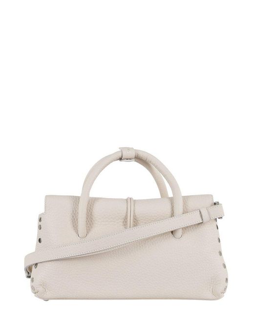 Zanellato White Dotta Centauro Small Top Handle Bag