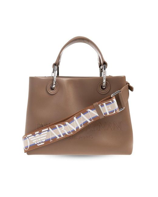 Emporio Armani Brown Shopper Bag With Logo,