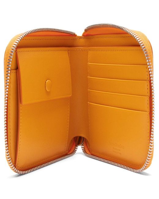 Acne Orange Zip-Around Bi-Fold Wallet for men