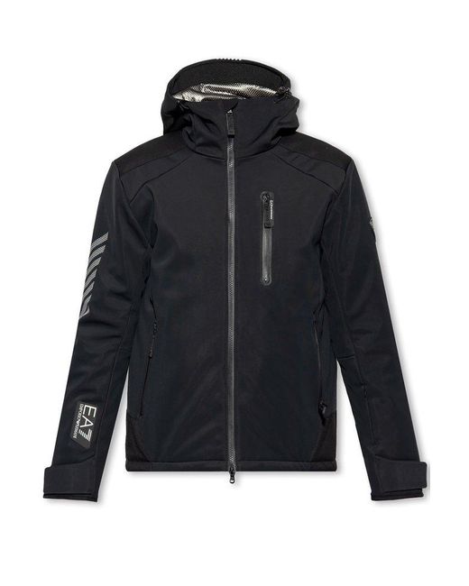 EA7 Black Ski Jacket With Logo, for men