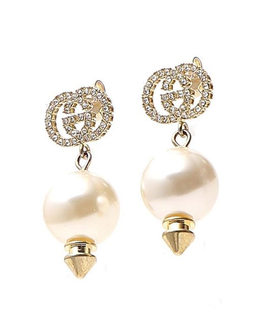 Gucci pearl cheap earrings gg