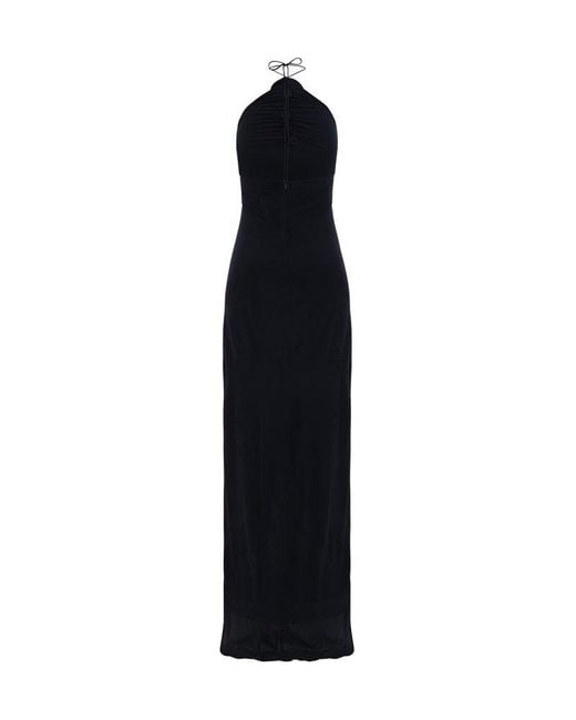 Magda Butrym Black Floral-appliqué Halterneck Sleeveless Maxi Dress