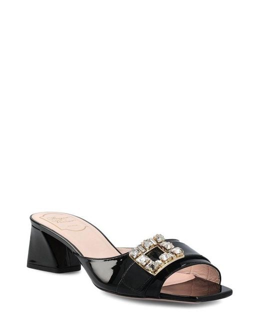 Roger Vivier Black Embellished Slip-on Sandals