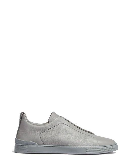 zegna round toe slip on sneakers